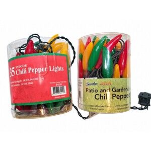 Lot of 2 Chili Pepper String Lights Multicolor Fiesta